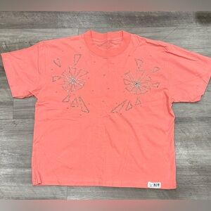 NOW Collective Design Coral Rhinestone Graphic T-Shirt Women’s Relaxed Fit